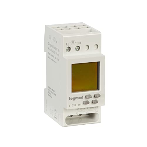 Legrand 603780 Digitale Settimanale Microrex D21, 1 Canali, 2 Modulig Per Barra Con 230 V E 4000 W
