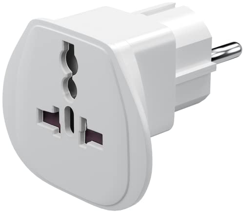 Goobay 94026 Adattatore Universale Da Viaggio, Adattatore Di Corrente, Contatto Di Protezione Cee 7/7, Standard Shuko, Bianco