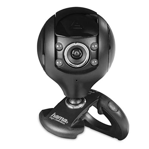 Hama Webcam Per Pc Hd "Spy Protect", Hd 720P 16:9, Usb+Jack 3,5Mm, Microfono Integrato, 4 Led, Supporto A Clip, Protezioni Lenti, Nero