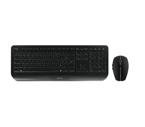 Cherry Gentix Desktop, Set Di Tastiera E Mouse Senza Fili, Layout Francese, Tastiera Azerty, Scritte Durevoli, Design Ergonomico, Alimentato A Batteri