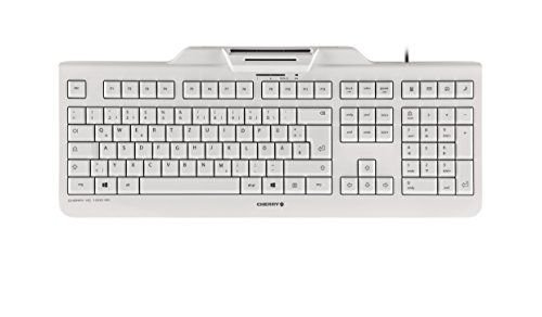 Cherry Kc 1000 Sc, Layout Tedesco, Tastiera Qwertz, Tastiera Di Sicurezza Cablata Con Terminale Chip Card Integrato, Blue Angel, Bianco-Grigio