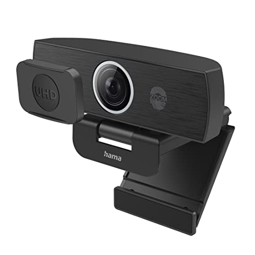 Hama Webcam 2160P 4K Con Microfono Stereo (Pc Webcam Con Autofocus, Computer Webcam Homeoffice E Gaming, Con Copertura Per Fotocamera, Filettatura Da 