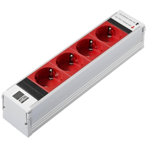 Rittal Psm - Modulo Di Inserimento Schuko A 4 Moduli, Senza Fusibile, Colore: Rosso