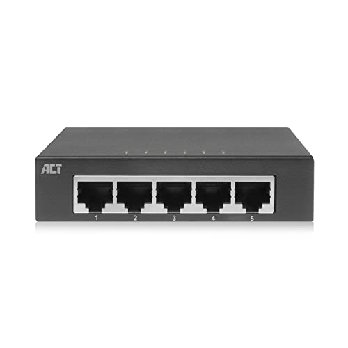 Act Switch Di Rete A 5 Porte, Switch Gigabit Ethernet A 5 Porte, Led Porta, Switch Lan 1000 Mbps, Alloggiamento In Metallo - Ac4415