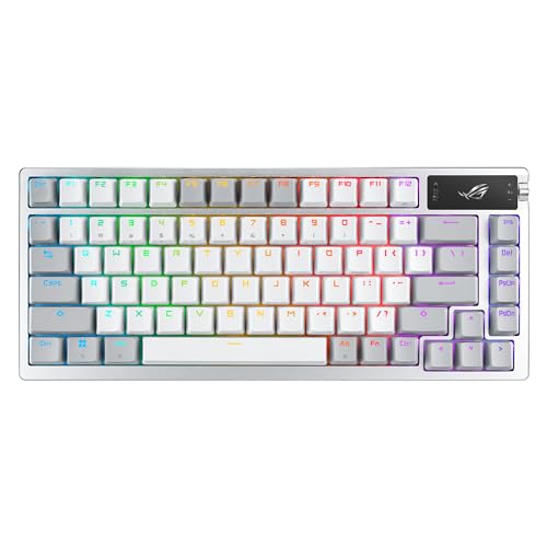 Asus Rog Azoth White - Tastiera Meccanica Gaming Con Connessione Tri-Modalità, Display Oled, Montaggio A Giunto, Switch E Stabilizzatori Di Tastiera R