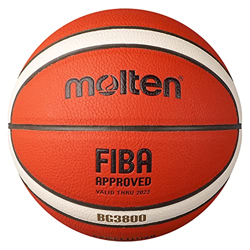 Molten Bg3800 Basket, Indoor, Approvato Fiba, Pelle Composita, Taglia 7, Adatto Per Ragazzi Di 14 Anni E Adulti