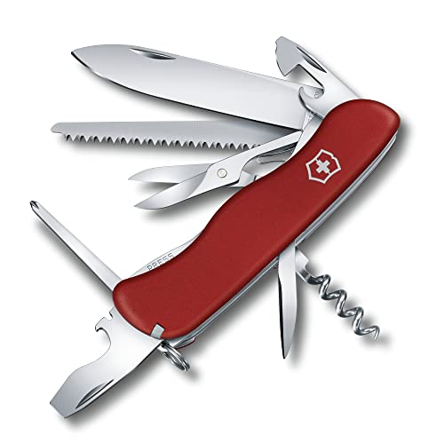 Victorinox Outrider, Coltello Tascabile Svizzero (14 Funzioni, Forbici, Cacciavite Phillips), Rosso
