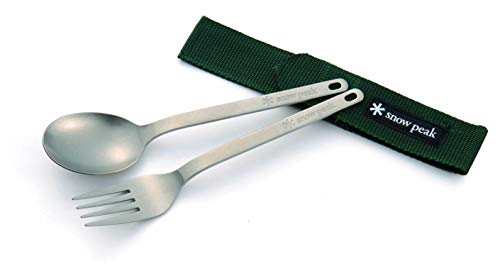 Snow Peak Sct-002 - Set Forchetta E Cucchiaio Da Uomo, In Titanio Giapponese, Ultraleggero, Compatto Per Campeggio, Zaino In Spalla, Uso Quotidiano, P