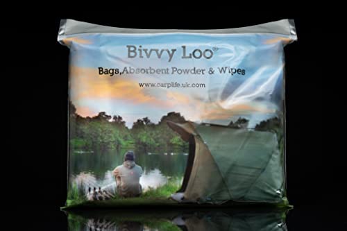 Bivvy Loo, Sacchetti Portatili Per Bagno Del Campeggio, Con 50 Salviette Biodegradabili, 12 Sacchetti Biodegradabili E 12 Sacchetti Di Polvere Per Ges