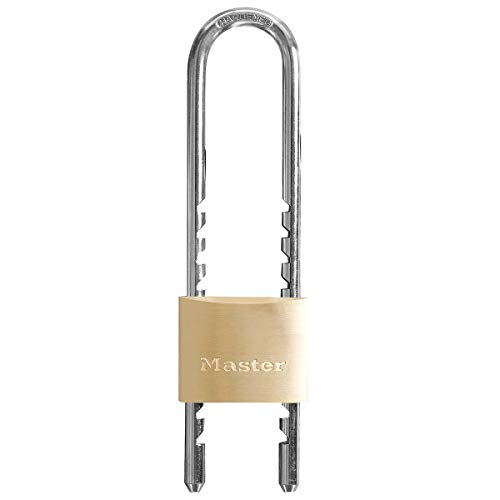 Master Lock 1950Eurdcc Lucchetto A Chiavi In Ottone Massiccio E Archetto Regolabile Da 7 A 15.5 Cm, Oro, 15.5 X 5 X 1.4 Cm, Standard