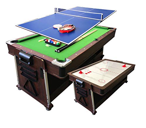 Simba Srl Biliardo 7 Ft Carambola Verde + Air Hockey + Piano Ping Pong + Piano Per Tavolo