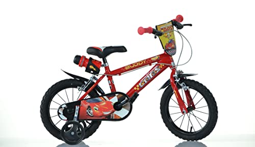 Dino Bikes - Bicicletta Per Bambini Da 14 Pollici Cars - Bici Per Ragazzi Con Ruote Di Supporto Rimovibili A Partire Dai 3 Anni - Bicicletta Per Bambi