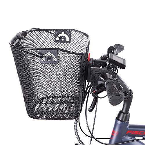 Fischer Cestino Per Manubrio E-Bike Con Fissaggio Rapido, Bicicletta Elettrica Unisex-Adulto, Nero, Engmaschig