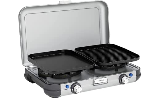 Campingaz 2 Grill & Go Cv Cucina Da Campeggio, Fornello A Gas Con 2 X 2.000 Watt Di Potenza, Con Piastre Per Grigliare E Bruciatori Rimovibili, Versat