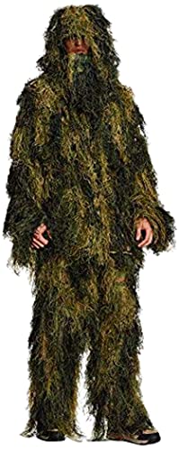 Mil-Tec - Tuta Mimetica Con Vegetazione Applicata, Ignifuga, Comprensiva D 4 Pezzi, Verde (Woodland), M/L