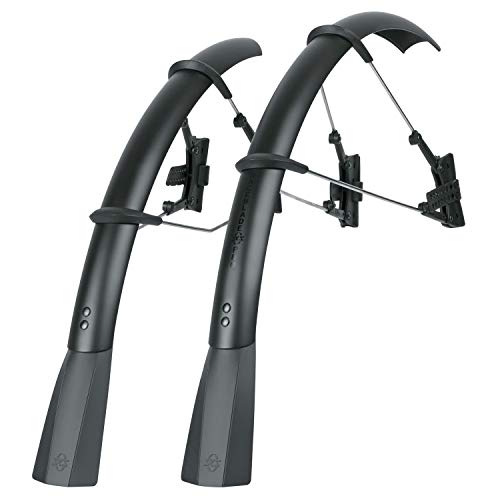 Sks Germany Raceblade Pro Set Black Matt Set Parafanghi, Accessori Ciclismo Per Bici Da Strada (Parafango Con Fissaggio Rapido, Montanti Regolabili In