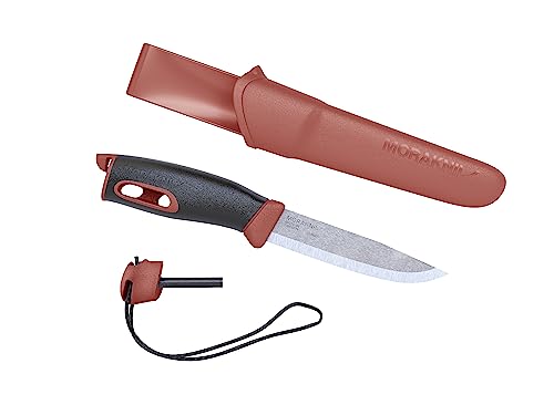 Morakniv Companion Spark Red - Coltello Fisso Unisex Da Adulto, Manico, Lama: 104 Mm