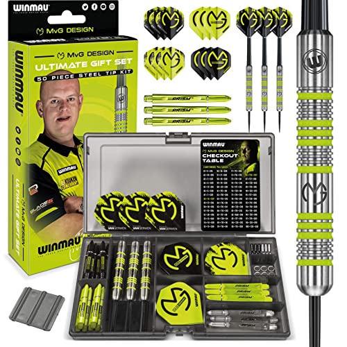 Set Regalo Winmau Michael Van Gerwen Mvg - Set Di Freccette Da 50 Pezzi Con 4 Set Di Alberi, 4 Set Di Voli Più Accessori