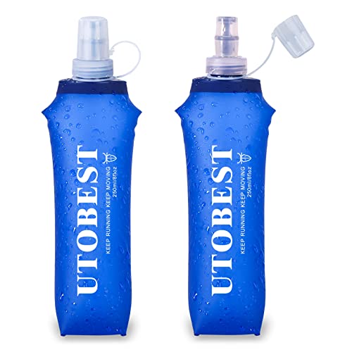 Utobest Morbido Borraccia D' Acqua Pieghevole Pieghevole Corsa Bottiglie Con Cannuccia 600 Ml/350Ml Bpa Senza Pvc (350Ml) (Ut203-250Ml)