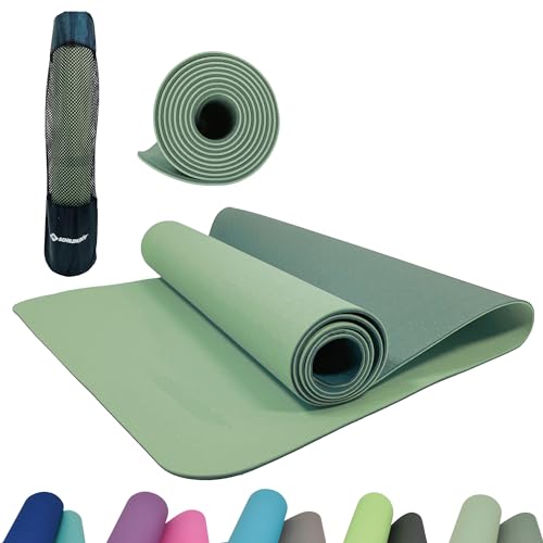 Schildkröt Fitness Tappetino Yoga, 4 Mm, Bicolore, In Una Borsa, Verde/Verde Muschio