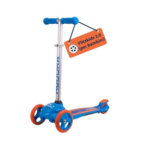 Hudora Monopattino Flitzkids 2.0 I Monopattino Per Bambini Stabile Con Pedana Grande I Monopattino Mini A Tre Ruote Regolabile E Trasportabile, Peso F