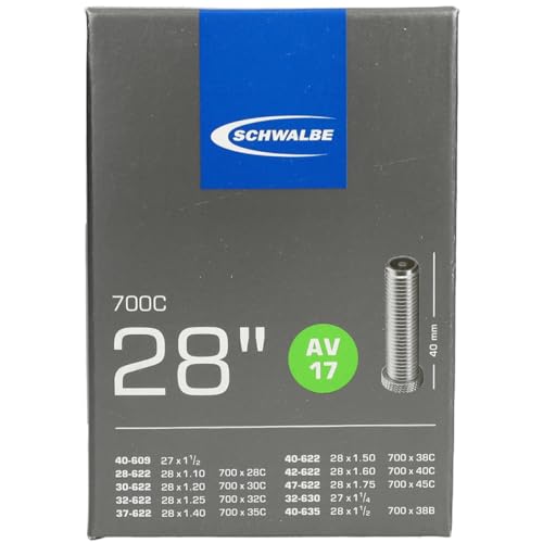 Schwalbe Tubo Per Bicicletta Av17 28 / 47-622 / 635 Ek Agv Tubo 40 Mm, Nero, 28 X 1 1 / 8-1.75 "Av40 Mm
