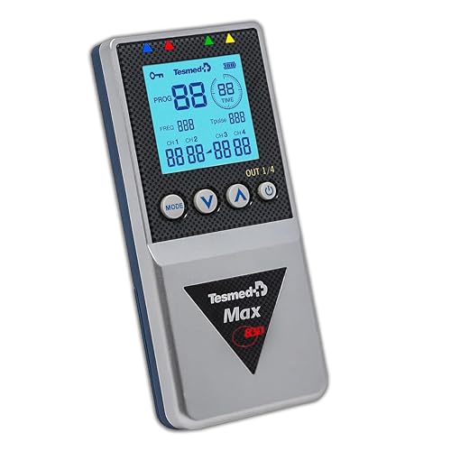 Tesmed Max 830: Elettrostimolatore Muscolare Professionale Ricaricabile - Potenziamento, Contratture E Inestetismi, Massaggi Tens - 4 Canali, Con 20 E