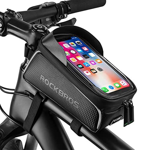 Rockbros Borsa Telaio Bici Borsa Impermeabile Manubrio Per Bici Mtb Bmx Support Cellulare Tpu Touchscreen 6.5 Inches Copertura Anti-Pioggia In Regalo