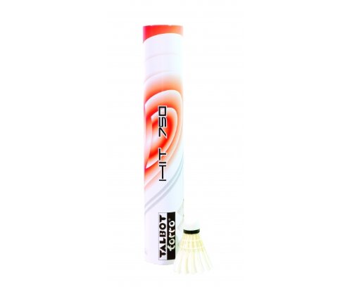 Talbot-Torro Volani Da Badminton Hit 750, Piume Bianco Naturali, Lattina 12 Pezzi,Velocità 77 - Lenta, 479086