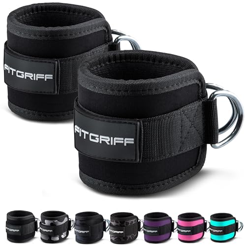 Fitgriff® Cavigliere Cavi Palestra V1 (2 Pezzi)- Attrezzi Fitness Da Donna E Uomo Per Kick Back, Allenamento Dei Glutei, Leg Curl - Ankle Straps Gym (