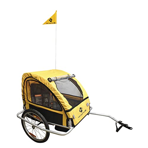 M-Wave - Rimorchio Per Bici Porta Bambini, Alluminio Rivestito In Argento, 60 X 74 X 58 Cm