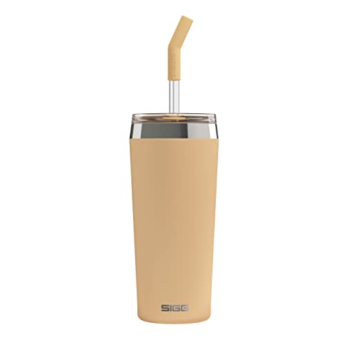 Sigg Helia Muted Peach Tazza Termica (0.45 L), Tazza Portatile Con Doppia Parete Isolante, Tazza Acciaio Ermetica Con Cannuccia Integrata, Per Bevande