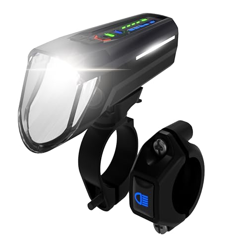 Fischer Luce Anteriore A Led Per Bicicletta, 100 Lux, Con Modalità Sensore, Alloggiamento Resistente Agli Spruzzi, Montaggio Semplice, Nero, 1 Pezzo