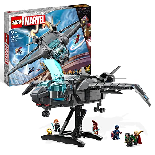 Lego Marvel Il Quinjet Degli Avengers, Astronave Giocattolo Per Bambini Con Minifigure Di Thor, Iron Man, Vedova Nera, Loki E Capitan America, Saga De