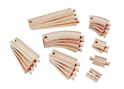 Hape E3707 Super Expansion Rail Pack - Wooden Train Track Accessories, Multicolor, 20.32 X 48.01 X 25.4 Cm