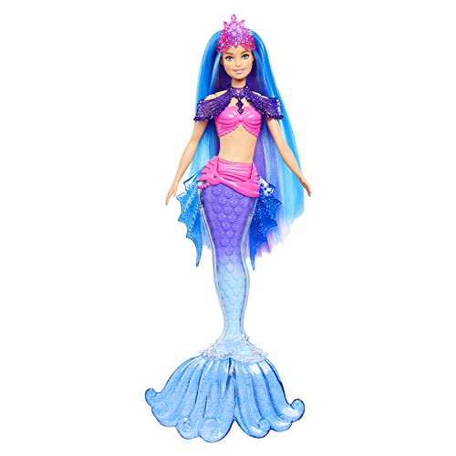 Barbie - Sirene Malibu Roberts, Bambola Sirena Con Cucciolo, Pinne Intercambiabili, Spazzola E Accessori, Giocattolo Per Bambini 3+ Anni, Hhg52