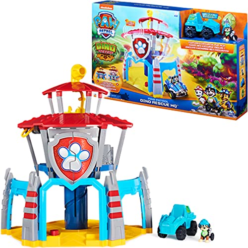 Paw Patrol, Quartiere Generale Dino Con Effetti Sonori, Esclusivo Personaggio Rex E Veicolo