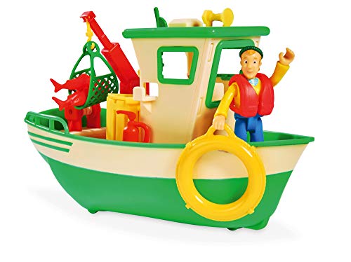 Simba 109251074 Sam Charlies, Barca Da Pescatore, Con Personaggio Charlie, Grano Mobile E Verricello Meccanico, Galleggia Sull'Acqua, 19 Cm, Per Bambi