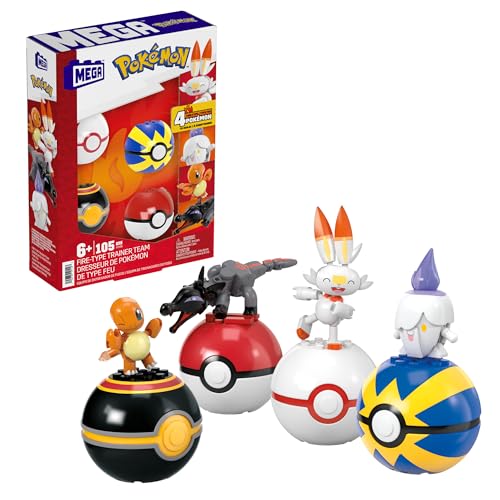Mega Pokémon - Squadra Di Tipo Fuoco Per Allenatore Principiante, Set Da Costruire Con 105 Pezzi, Include Salandit, Litwick, Charmander E Scorbunny Sn