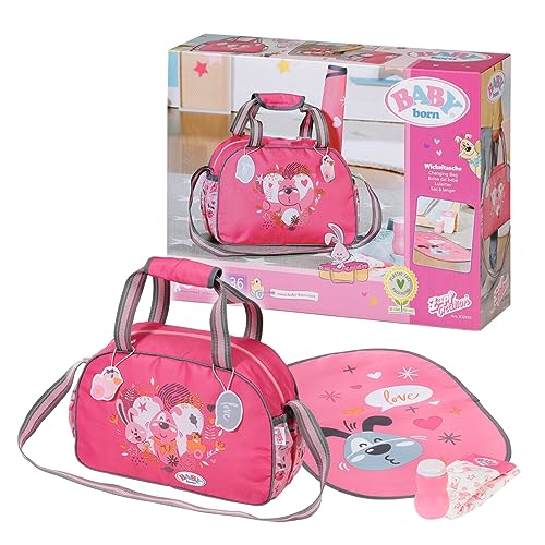 Baby Born Changing Bag - Doll Changing Bag With Changing Mat, Lotion Bottle And A Nappy. Fits Dolls Up To 43Cm - Suitable For Children Aged 3+ Years -