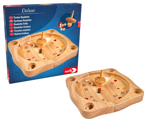Noris 606101930 Deluxe Tirolese Roulette, Il Gioco In Legno Classico Delle Alpi Con Trotola In Legno, Dai 6 Anni In Su