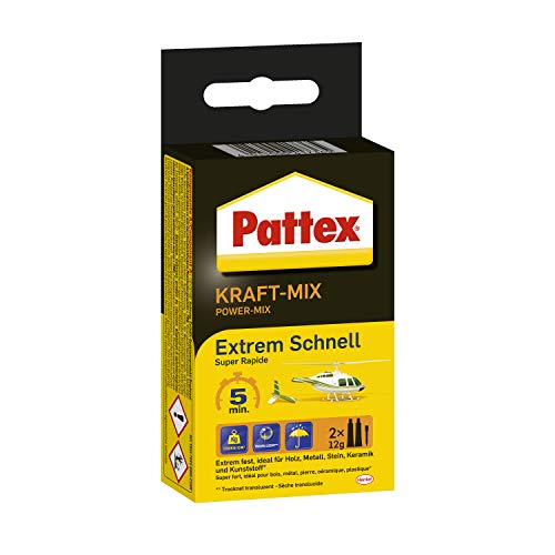 Pattex Kraft-Mix Extrem Schnell, Colla A 2 Componenti A Base Di Resina Epossidica A Indurimento Estremamente Rapido, Colla 2K Ad Alta Resistenza Per M