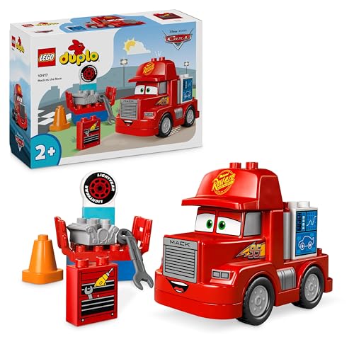 Lego Duplo Disney E Pixar Mack Al Circuito, Giochi Per Bambini E Bambine Da 2 Anni Con Camion Giocattolo Rosso Da Costruire, Veicolo Autocarro Persona