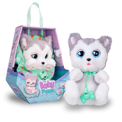 Baby Paws Husky, Peluche Interattivo Con Suoni, Apre E Chiude Gli Occhi Ed Include Borsetta, Copertina, Giocattolo Bambine E Bambini +3 Anni