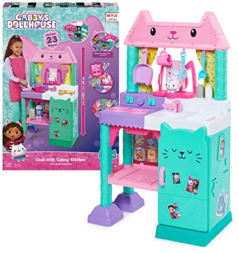 Gabby'S Dollhouse, Cakey - Set Da Cucina Per Bambini Con Accessori Da Cucina Giocattolo, Cibo Da Gioco, Suoni, Musica E Giocattoli Per Bambini Per Rag