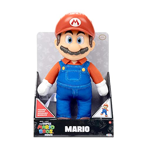 Jakks Pacific Super Mario Bros. Movie Plush Di Super Mario Posabile Alto 35 Cm Con Occhi Realistici Bambini E Collezionisti!