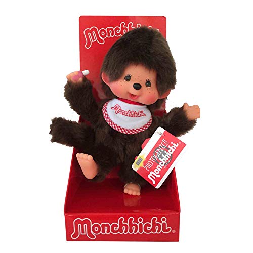 Sekiguchi Sekiguchi-255177 255177-Originale Ragazzo Monchhichi, In Peluche, Bavaglino Rosso E Bianco, Circa 20 Cm, Colore Marrone, 0, 255177