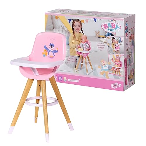 Baby Born 829271 Baby Born High Chair Accessory-For Imaginative Play With Doll-Comfortable Seat, Sturdy Table To Eat & Play-Ages 3 Years+, Multicolor