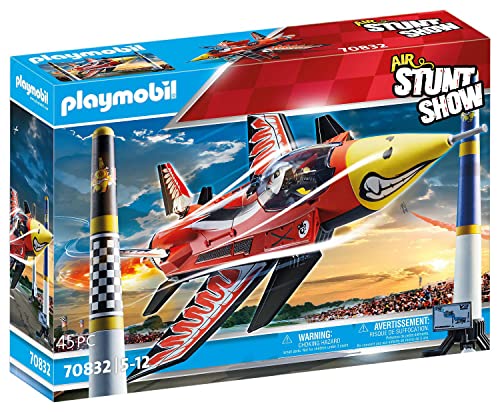 Playmobil Air Stuntshow 70832 Jet Eagle, Aereo Giocattolo Con Turbina Rotante, Giocattoli Per Bambini Dai 5 Anni