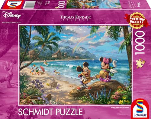 Schmidt Spiele 57528 Thomas Kinkade, Disney, Topolino E Minnie In Hawaii, Puzzle Da 1000 Pezzi, Multicolore [Esclusivo Amazon]